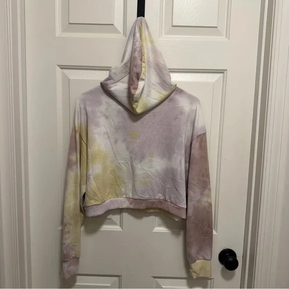 Garage Cozy Lounge Long Sleeve Crop Tie Dye Hoodie Sweatshirt Size Medium - Picture 4 of 5
